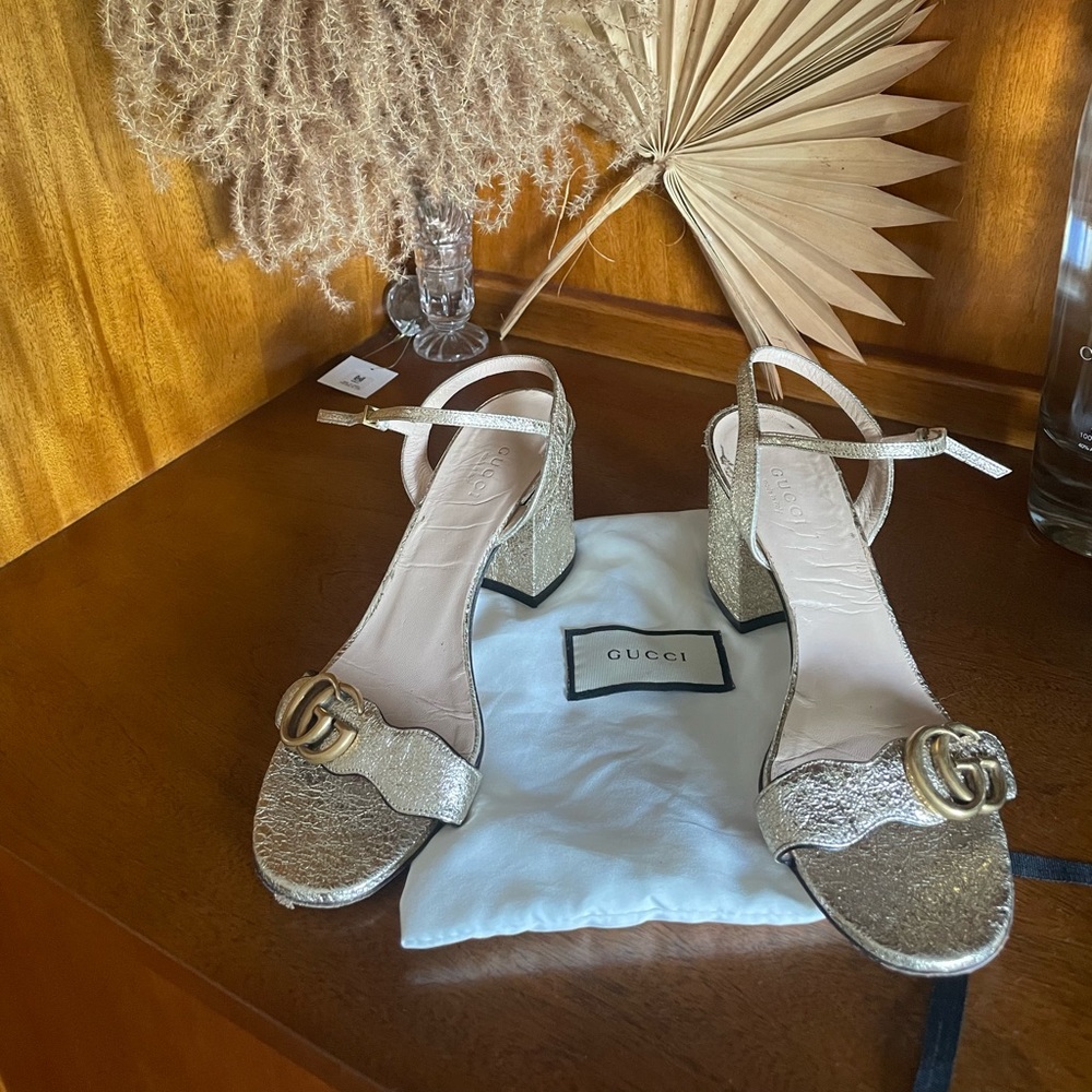 Gucci marmont gold sandals